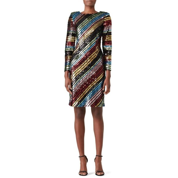 PREOWNED $425 ALCOOLIQUE RAINBOW SEQUIN PAYTON DRESS US SIZE 8 IT SIZE 44 - Picture 1 of 8